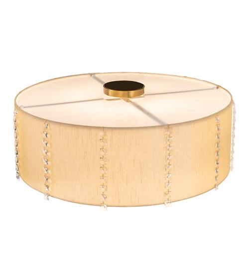 Cilindro Lujoso 8 Light 32" Wide Semi-Flush Drum Ceiling Fixture with Natural Silk Shade - Brass Finish