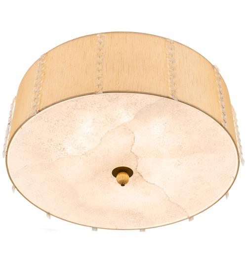 Cilindro Lujoso 8 Light 32" Wide Semi-Flush Drum Ceiling Fixture with Natural Silk Shade - Brass Finish