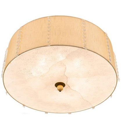 Cilindro Lujoso 8 Light 32" Wide Semi-Flush Drum Ceiling Fixture with Natural Silk Shade - Brass Finish