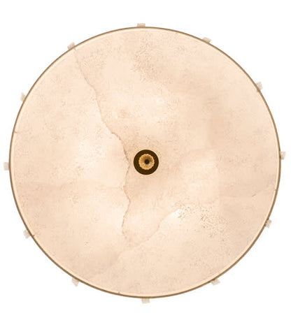Cilindro Lujoso 8 Light 32" Wide Semi-Flush Drum Ceiling Fixture with Natural Silk Shade - Brass Finish