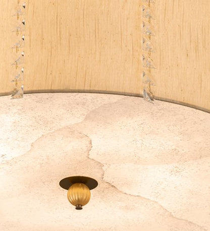 Cilindro Lujoso 8 Light 32" Wide Semi-Flush Drum Ceiling Fixture with Natural Silk Shade - Brass Finish