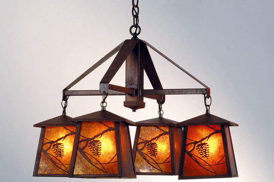 Whispering Pines 4 Light 38" Wide Chandelier with Brown Mica Shade