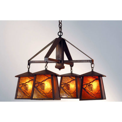Meyda Tiffany Whispering Pines 4 Light 38" Wide Chandelier with Brown Mica Shade