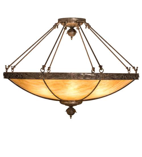 Arabesque 8 Light 48" Wide Semi-Flush Bowl Ceiling Fixture - Baroque Finish