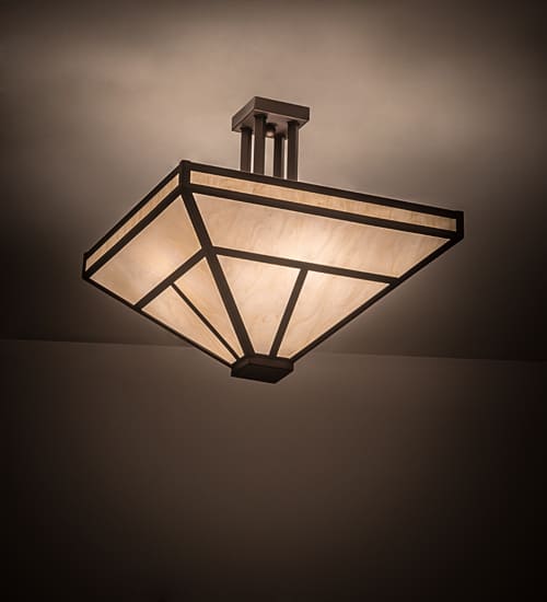 T Mission 8 Light 34" Wide Semi-Flush Ceiling Fixture - Mahogany Bronze Finish