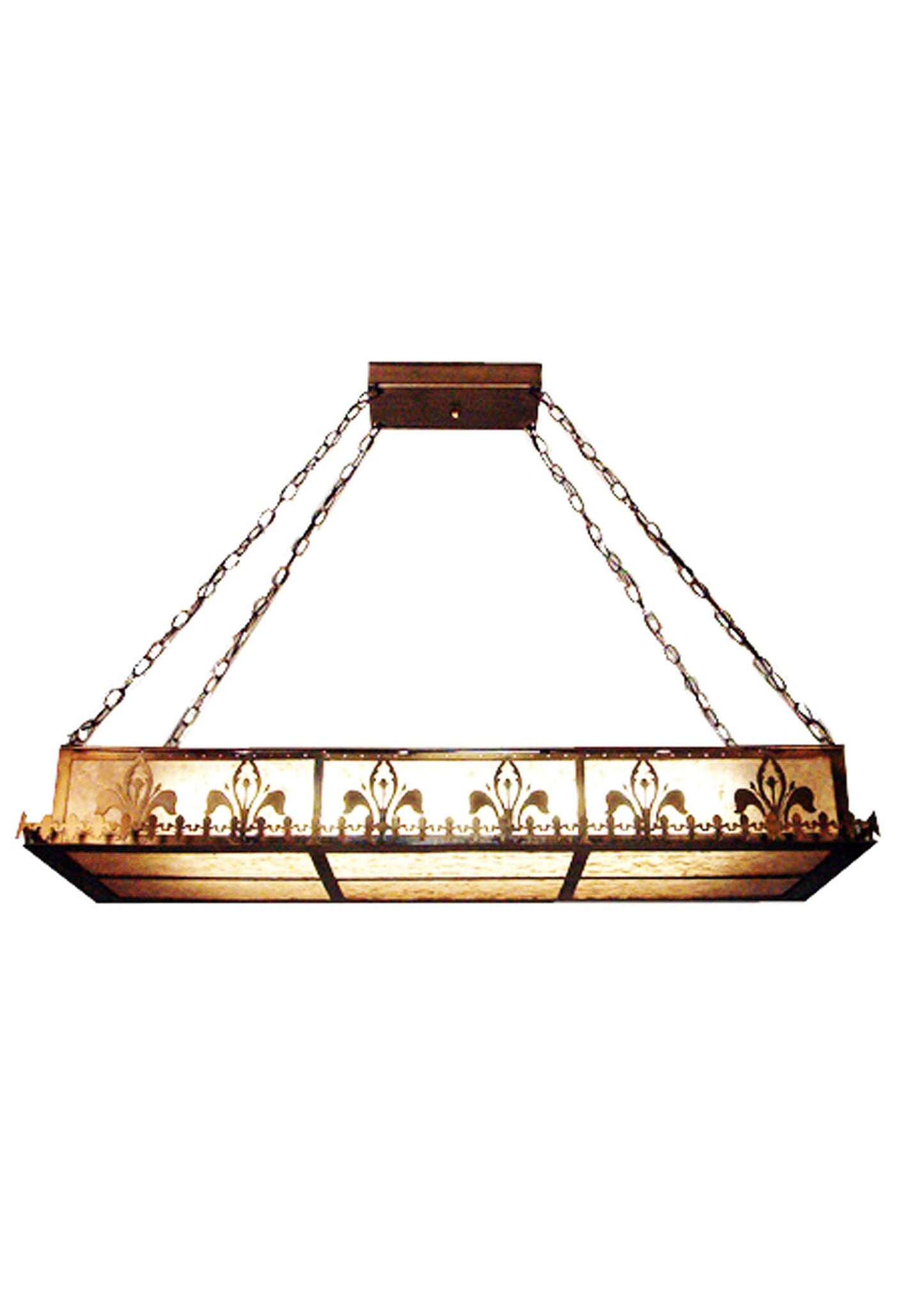 Gothic Fleur-De-Lis 2 Light 48" Wide Billiard Chandelier with Silver Mica Shade