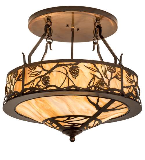 Whispering Pines 4 Light 24" Wide Semi-Flush Ceiling Fixture - Old Copper Pot Finish