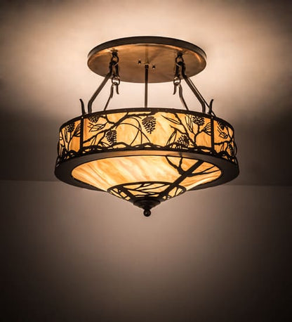 Whispering Pines 4 Light 24" Wide Semi-Flush Ceiling Fixture - Old Copper Pot Finish