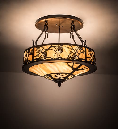 Whispering Pines 4 Light 24" Wide Semi-Flush Ceiling Fixture - Old Copper Pot Finish