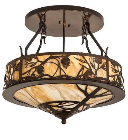 Whispering Pines 4 Light 24" Wide Semi-Flush Ceiling Fixture - Old Copper Pot Finish