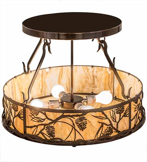Whispering Pines 4 Light 24" Wide Semi-Flush Ceiling Fixture - Old Copper Pot Finish