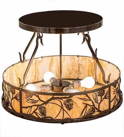 Whispering Pines 4 Light 24" Wide Semi-Flush Ceiling Fixture - Old Copper Pot Finish