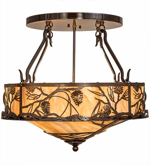 Whispering Pines 4 Light 24" Wide Semi-Flush Ceiling Fixture - Old Copper Pot Finish