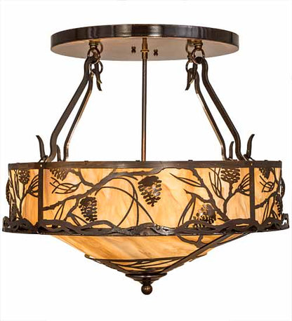 Whispering Pines 4 Light 24" Wide Semi-Flush Ceiling Fixture - Old Copper Pot Finish