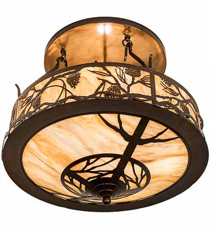 Whispering Pines 4 Light 24" Wide Semi-Flush Ceiling Fixture - Old Copper Pot Finish