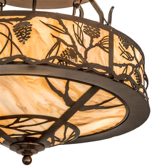 Whispering Pines 4 Light 24" Wide Semi-Flush Ceiling Fixture - Old Copper Pot Finish