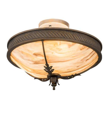 Hoja 3 Light 15" Wide Semi-Flush Bowl Ceiling Fixture - French Bronzed Finish