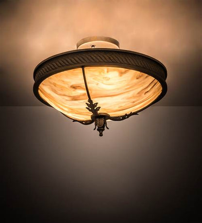 Hoja 3 Light 15" Wide Semi-Flush Bowl Ceiling Fixture - French Bronzed Finish