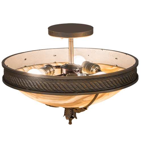 Hoja 3 Light 15" Wide Semi-Flush Bowl Ceiling Fixture - French Bronzed Finish