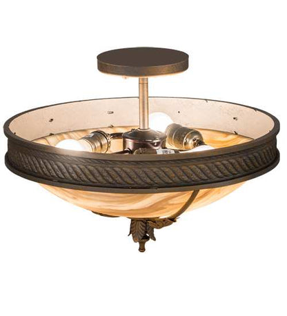 Hoja 3 Light 15" Wide Semi-Flush Bowl Ceiling Fixture - French Bronzed Finish