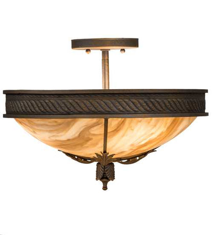 Hoja 3 Light 15" Wide Semi-Flush Bowl Ceiling Fixture - French Bronzed Finish