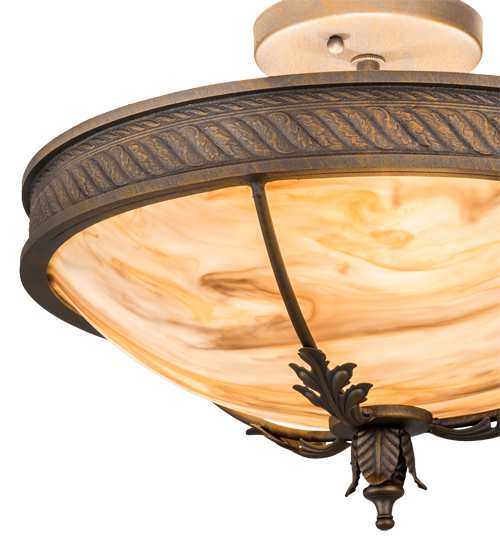 Hoja 3 Light 15" Wide Semi-Flush Bowl Ceiling Fixture - French Bronzed Finish
