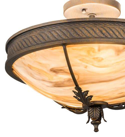 Hoja 3 Light 15" Wide Semi-Flush Bowl Ceiling Fixture - French Bronzed Finish