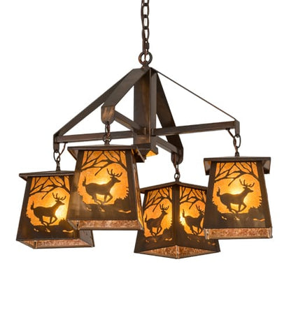 Deer at Dawn 4 Light 28" Wide Chandelier