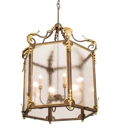 6 Light 34" Wide Taper Candle Pendant