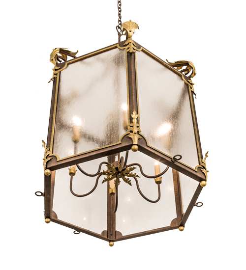 6 Light 34" Wide Taper Candle Pendant