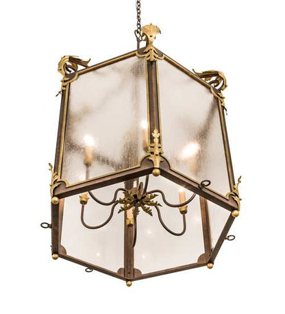 6 Light 34" Wide Taper Candle Pendant