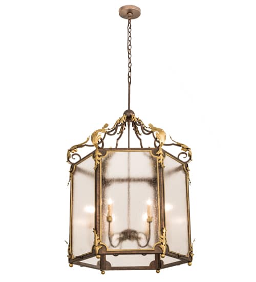 6 Light 34" Wide Taper Candle Pendant