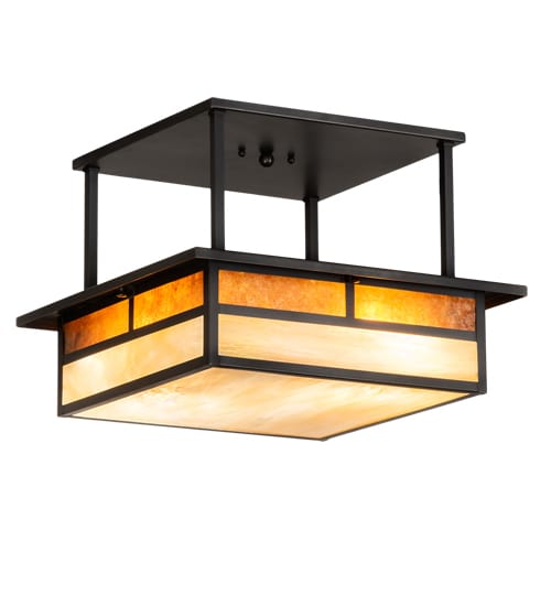 Hyde Park "T" Mission 2 Light 25" Wide Semi-Flush Square Ceiling Fixture