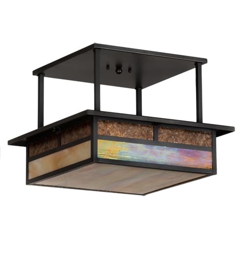 Hyde Park "T" Mission 2 Light 25" Wide Semi-Flush Square Ceiling Fixture