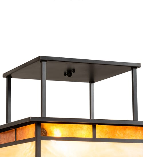 Hyde Park "T" Mission 2 Light 25" Wide Semi-Flush Square Ceiling Fixture