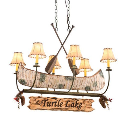 Long Personalized Canoe 6 Light 26" Wide Linear Chandelier