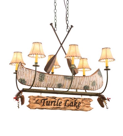 Long Personalized Canoe 6 Light 26" Wide Linear Chandelier