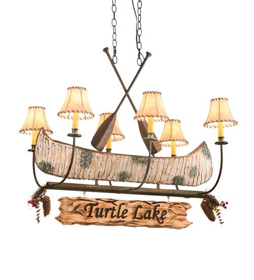 Long Personalized Canoe 6 Light 26" Wide Linear Chandelier