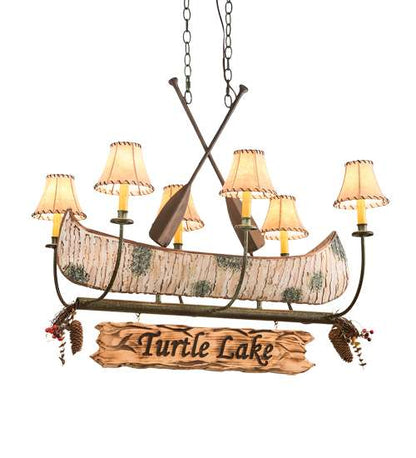 Long Personalized Canoe 6 Light 26" Wide Linear Chandelier