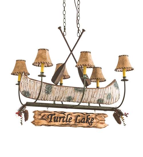Long Personalized Canoe 6 Light 26" Wide Linear Chandelier