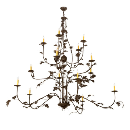 Meyda Tiffany Oak Leaf 15 Light 72" Wide Taper Candle Style Chandelier