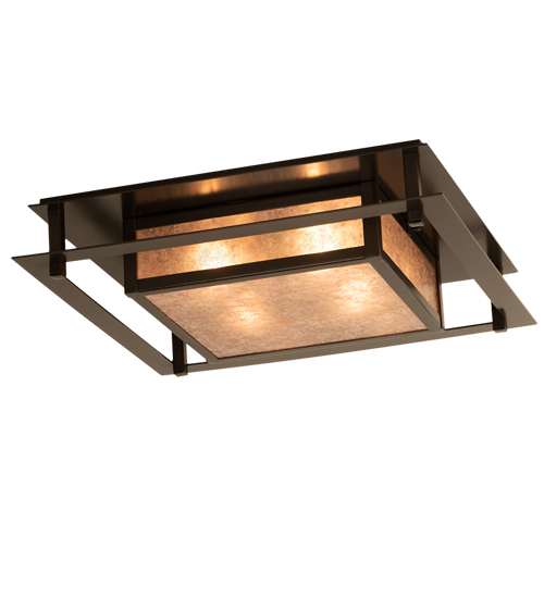 Quezon 4 Light 34" Wide Flush Mount Square Ceiling Fixture - Timeless Bronze Finish
