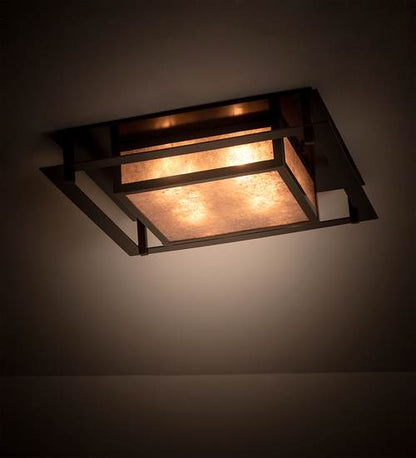 Quezon 4 Light 34" Wide Flush Mount Square Ceiling Fixture - Timeless Bronze Finish