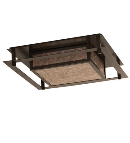 Quezon 4 Light 34" Wide Flush Mount Square Ceiling Fixture - Timeless Bronze Finish