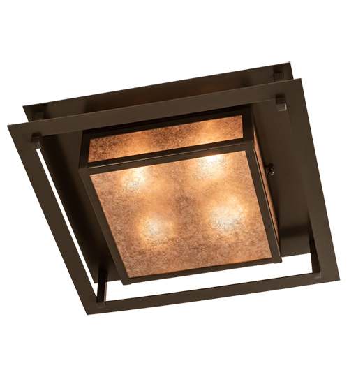 Quezon 4 Light 34" Wide Flush Mount Square Ceiling Fixture - Timeless Bronze Finish