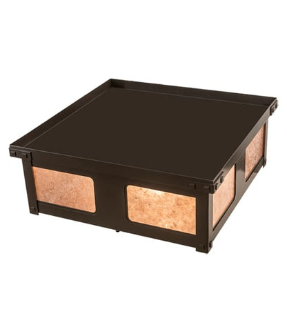 Quezon 4 Light 34" Wide Flush Mount Square Ceiling Fixture with Silver Mica Shade - Timeless Bronze Finish