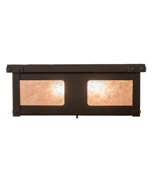 Quezon 4 Light 34" Wide Flush Mount Square Ceiling Fixture with Silver Mica Shade - Timeless Bronze Finish