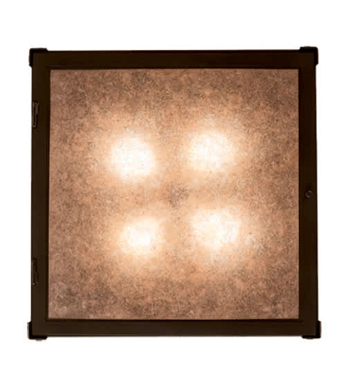 Quezon 4 Light 34" Wide Flush Mount Square Ceiling Fixture with Silver Mica Shade - Timeless Bronze Finish