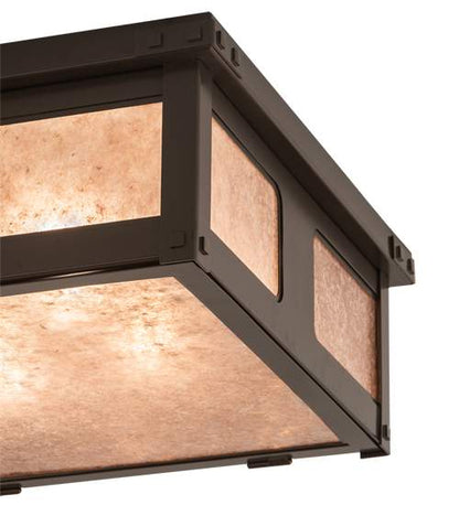 Quezon 4 Light 34" Wide Flush Mount Square Ceiling Fixture with Silver Mica Shade - Timeless Bronze Finish