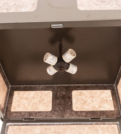 Quezon 4 Light 34" Wide Flush Mount Square Ceiling Fixture with Silver Mica Shade - Timeless Bronze Finish